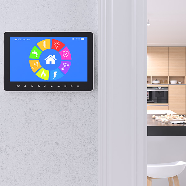 Smart Home Control with modern kitchen